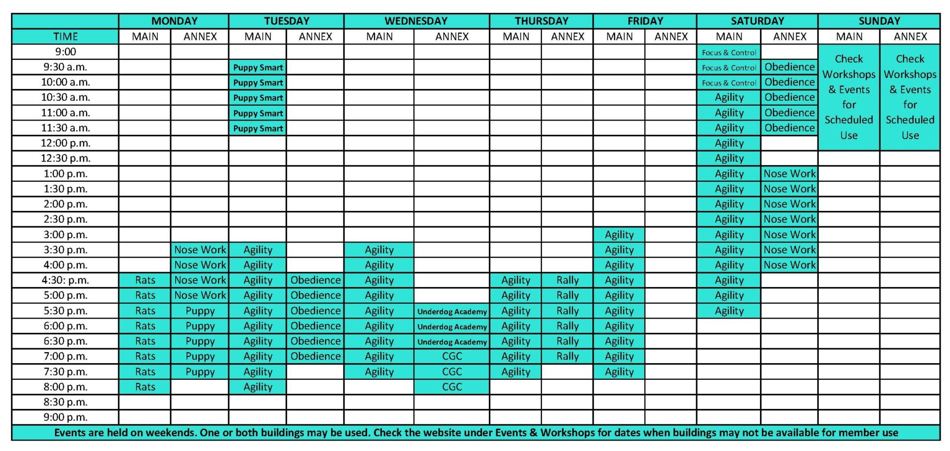 open times spreadsheet