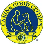 Canine Good Citizen badge with person and dog